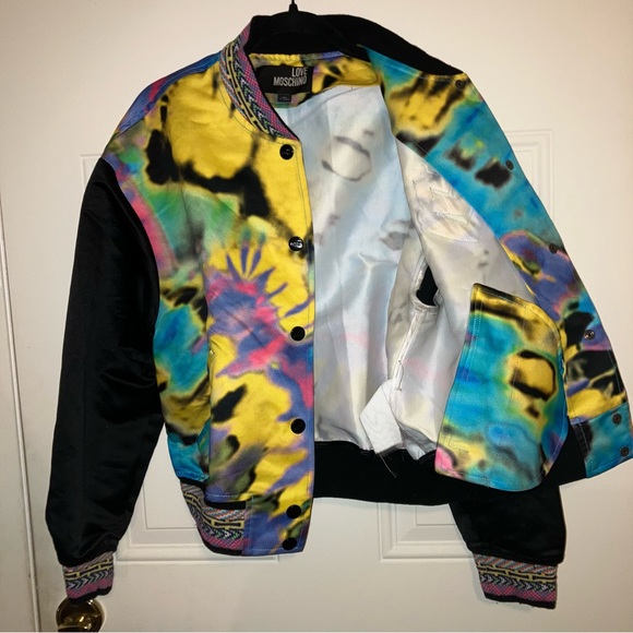 Love Moschino printed Acid Varsity Jacket Size 4/S - Picture 6 of 7